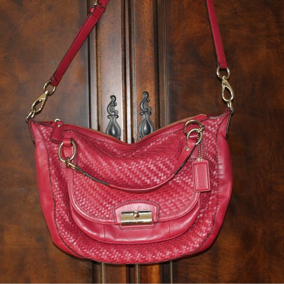 Coach Kristin woven red leather shoulder bag - Picture 1 of 11